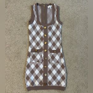 Chanel Brown and White Argyle Dress